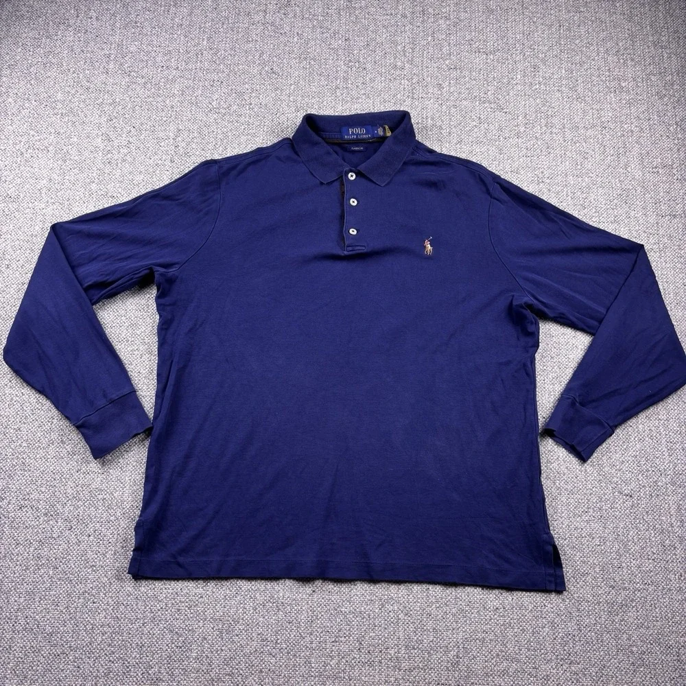 Polo Ralph Lauren Men's Classic Fit Interlock Soft Long Sleeve Navy Polo Sz M